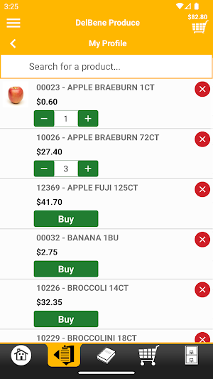 DelBene Produce Mobile Order Screenshot 1