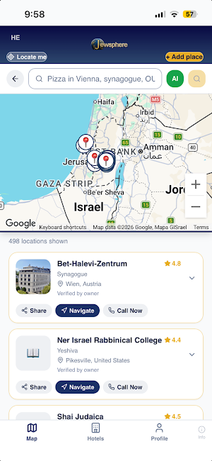 Jewsphere: Jewish Places. Screenshot 2