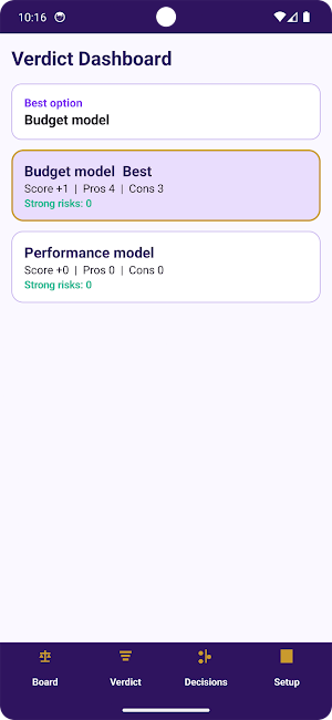 Decision Balance Screenshot 3