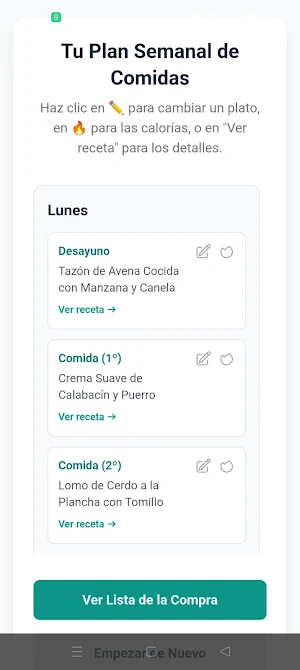 Planificador de Comidas con IA Screenshot 2
