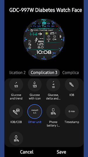 GDC-997W Diabetes Watch Face Screenshot 2