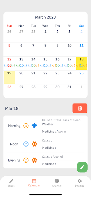 Headache Log Screenshot 2