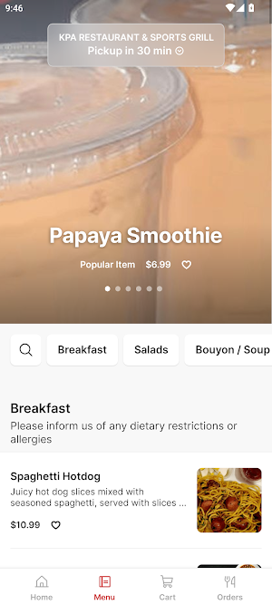 KPA RESTAURANT & SPORTS GRILL Screenshot 1