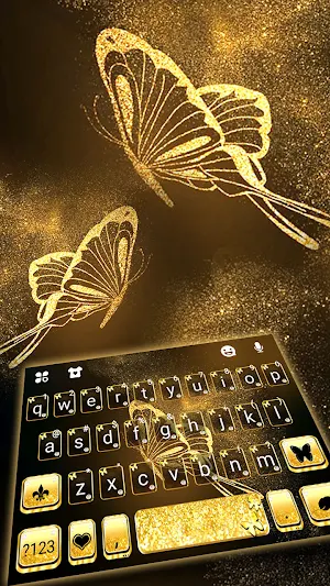 Gold Butterfly Keyboard Background Screenshot 0