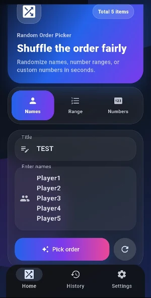 Random Order Picker Screenshot 1