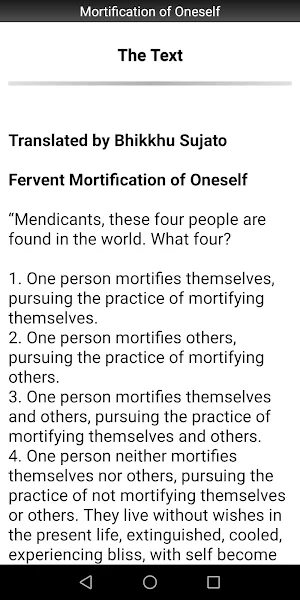 Mortification of Oneself Sutta Screenshot 1