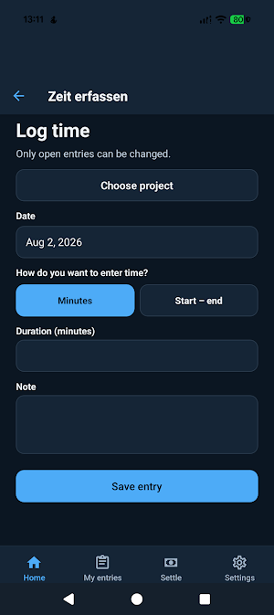 ProjectCheck Timetracking Screenshot 1
