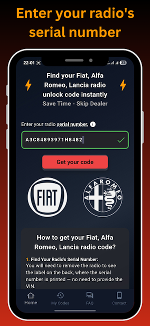 Fiat Alfa Radio Code - Instant Screenshot 0