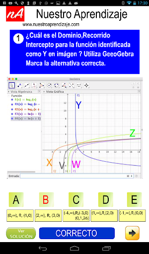 GeoGebra  y las características función logaritmo Screenshot 1