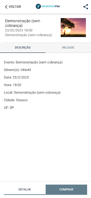 Ingressos FSA Screenshot 2