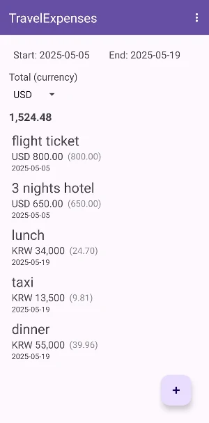 Travel Expenses Tracker Screenshot 0