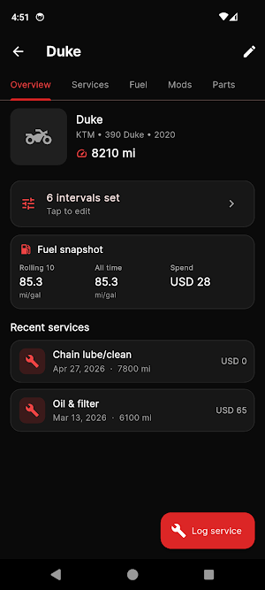 MotoGarage: Motorcycle Log Screenshot 3
