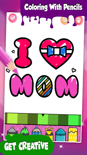 Glitter Heart Love Coloring Book for Girls Screenshot 3