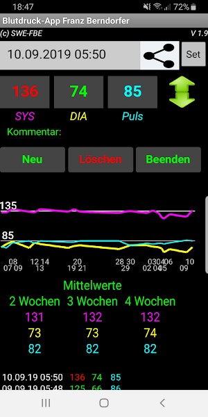 Blutdruck App Screenshot 1