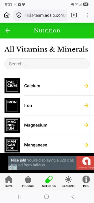 Fruit & Veg Nutrition Guide Screenshot 3