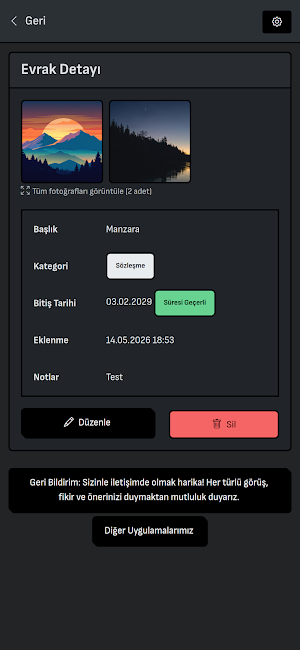 Önemli Evrak ve Garanti Kasası Screenshot 1