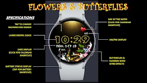 Flowers &  Butterflies Wear OS Screenshot 0