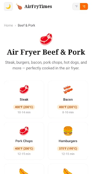 Air Fry Times Screenshot 3