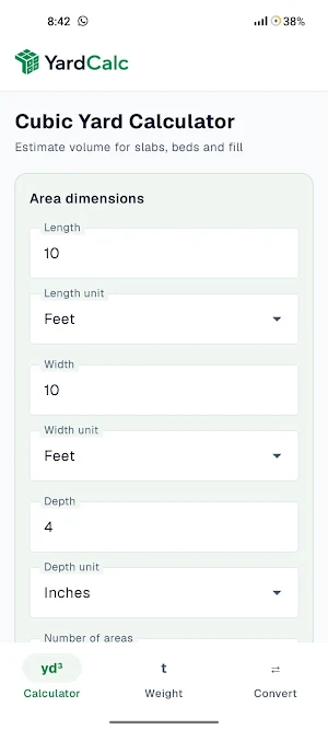 Yard Calc Screenshot 1