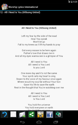 Worship Lyrics International Screenshot 2