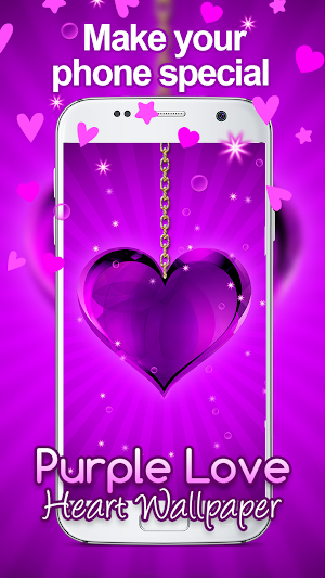 Purple Love Heart Live hd Wallpaper Screenshot 2