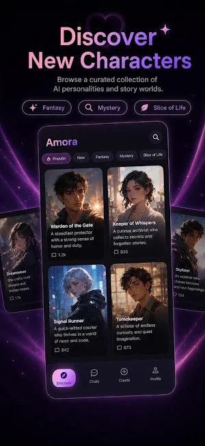 AmoraAI : Chat with Characters Screenshot 1