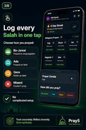 Pray5 – Daily Salah Tracker Screenshot 1