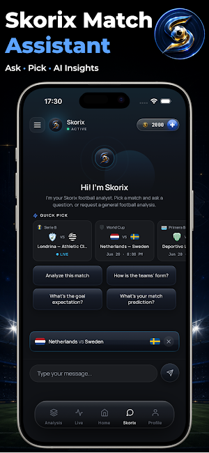 Skorix: Live Score & Analysis Screenshot 0