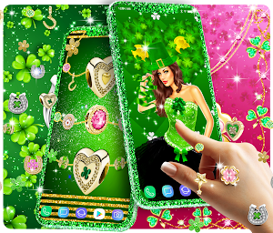 Green lucky clover charms live wallpaper Screenshot 1