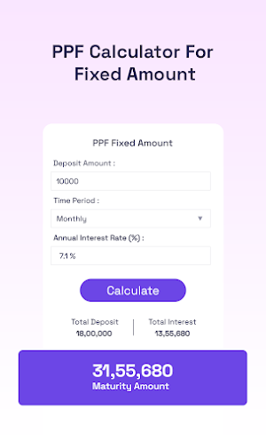 PPF Calculator intrest rate Screenshot 2