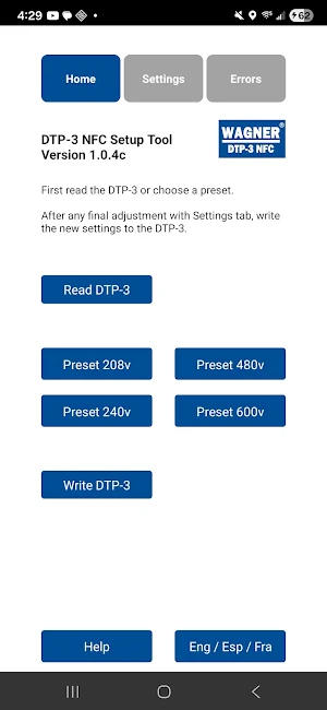 DTP-3 NFC setup tool Screenshot 2