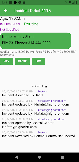 TraQCentral Volunteers/Staff Screenshot 2