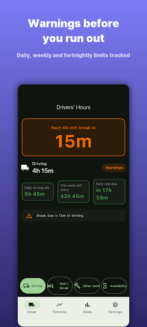 Drivers' Hours: HGV & Van Screenshot 1