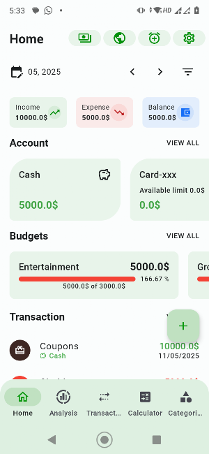 Expense Manager Budget Tracker Screenshot 1