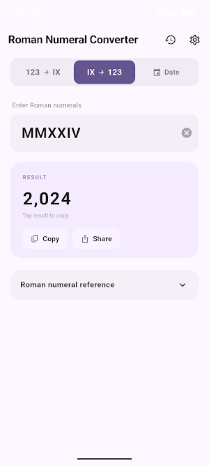 Roman Numeral Converter Screenshot 1