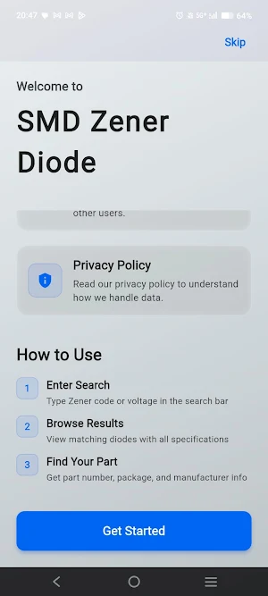 SMD Zener Diode Finder Screenshot 0