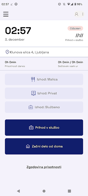 Evidenca delovnega časa Screenshot 1