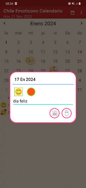 Chile Emoticono Calendario Screenshot 1