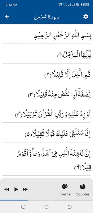 Surah Muzammil سورة المزمل Screenshot 0