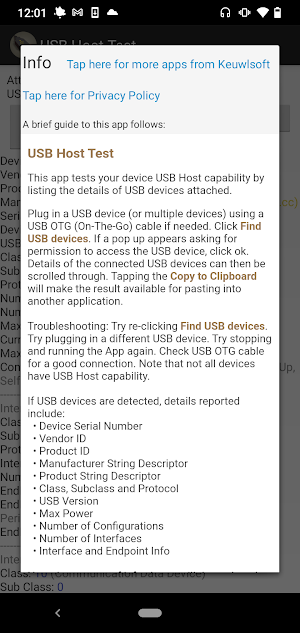 USB Host Test Screenshot 1