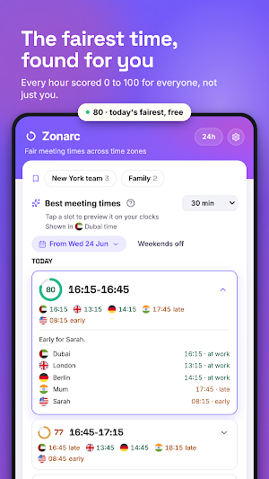 Zonarc: Time Zones & Meetings Screenshot 1