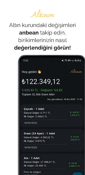 Altınım: Altın ve Takı Takibi Screenshot 2