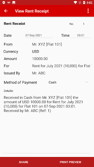 Rent Receipt Screenshot 2