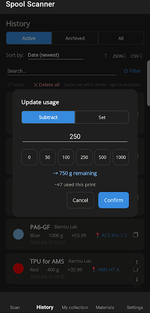 Spool Scanner Screenshot 3