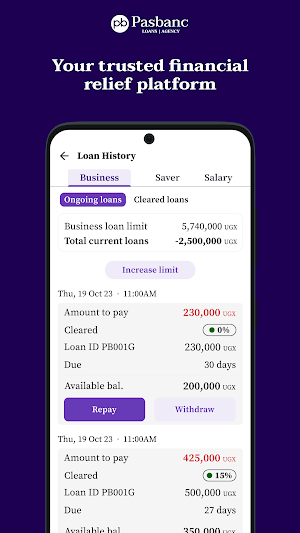 Pasbanc - Quick business Loans Screenshot 1