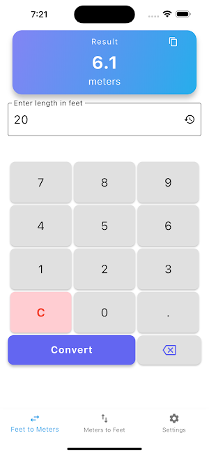 Meters to Feet Converter Screenshot 3