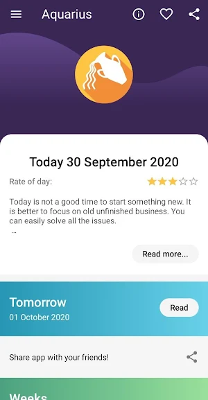 Aquarius Horoscope Screenshot 1