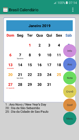 Brasil Calendário 2020 Screenshot 2