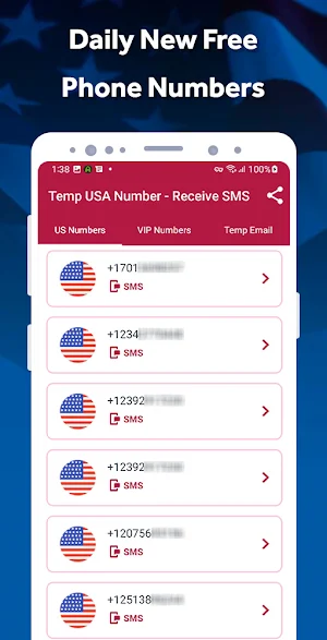 Temp USA Number - Receive SMS Screenshot 1