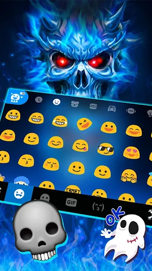 Blue Evil Skull Warrior Keyboard Theme Screenshot 2